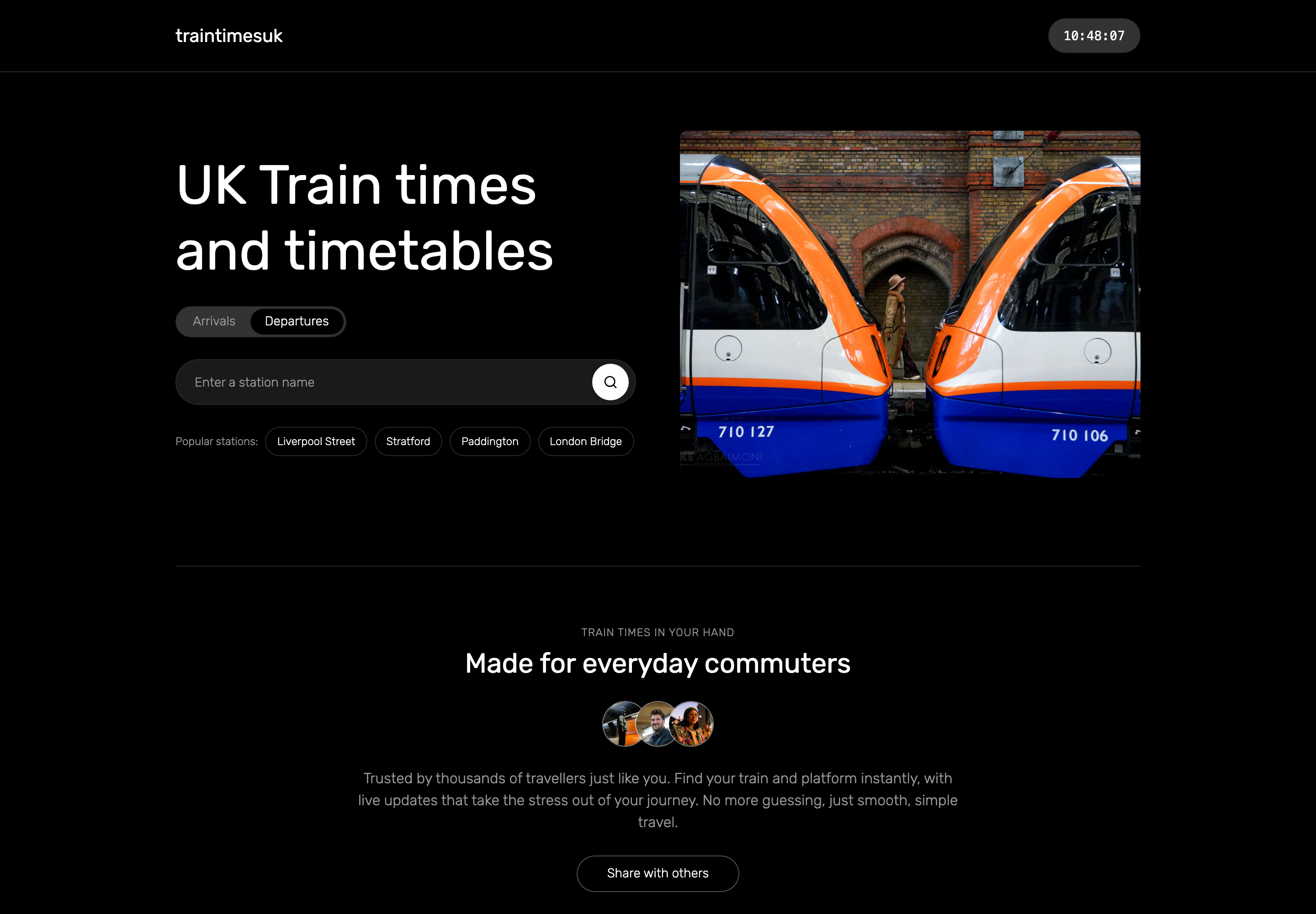 traintimesuk homepage